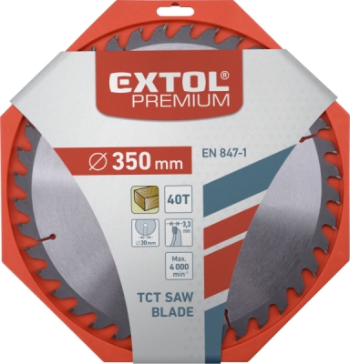 Kotouč pilový s SK plátky, ⌀350x3,3x30mm, 40T EXTOL PREMIUM