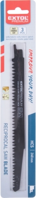 Plátky do pily ocasky 3ks, 240x19x1,5mm, HCS mokré dřevo EXTOL PREMIUM