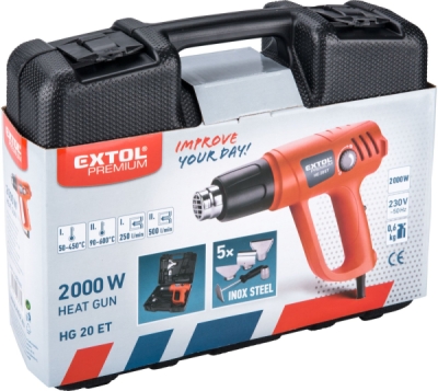 Horkovzdušná pistole s plynulou regulací teploty EXTOL PREMIUM 2000W