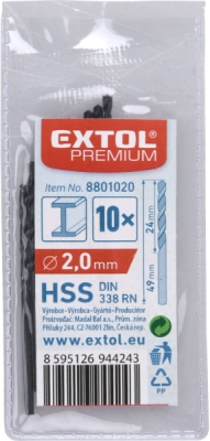 Vrták na kov EXTOL PREMIUM 10ks, 2mm
