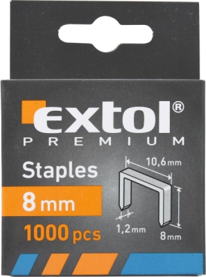 Spony, balení 1000ks, 8mm, 10,6x0,52x1,2mm EXTOL PREMIUM