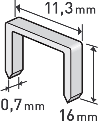 Spony, balení 1000ks, 16mm, 11,3x0,52x0,70mm EXTOL PREMIUM