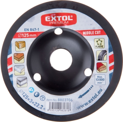 Kotouč rašplový na dřevo, ⌀125x3x22,2mm, střední sek EXTOL PREMIUM