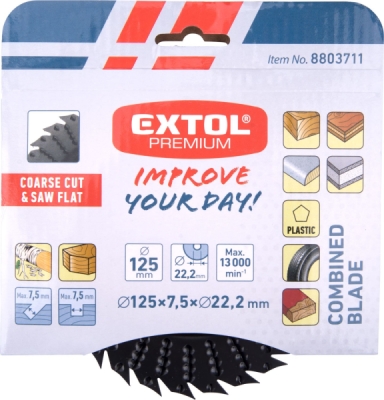 Kotouč rašplový/pilový na dřevo, ⌀125x3x22,2mm, hrubý sek EXTOL PREMIUM
