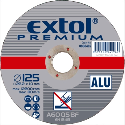 Kotouč řezný na hliník, ⌀125x1,0x22,2mm EXTOL PREMIUM