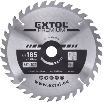 Kotouč pilový s SK plátky, ⌀185x3,0x20mm, 36T EXTOL PREMIUM