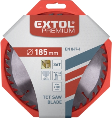 Kotouč pilový s SK plátky, ⌀185x3,0x20mm, 36T EXTOL PREMIUM