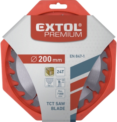Kotouč pilový s SK plátky, ⌀200x3,0x30mm, 24T EXTOL PREMIUM