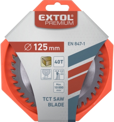 Kotouč pilový s SK plátky, ⌀125x2,2x22,2mm, 40T EXTOL PREMIUM
