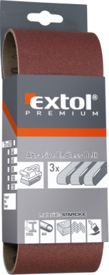 Plátna brusná nekonečný pás, bal. 3ks, 75x457mm, P80 EXTOL PREMIUM