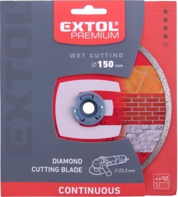 Kotouč diamantový řezný celoobvodový - mokré řezání, O 150x22,2x2,5mm EXTOL PREMIUM