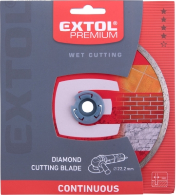Kotouč diamantový řezný celoobvodový - mokré řezání, O 230x22,2x2,8mm EXTOL PREMIUM