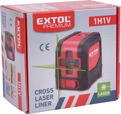 Laser zelený liniový, křížový samonivelační 1H x 1V EXTOL PREMIUM