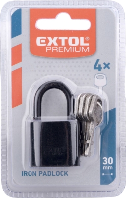 Zámek visací kovový černý, 30mm EXTOL PREMIUM