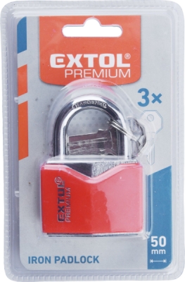 Zámek visací kovový červený, 50mm EXTOL PREMIUM