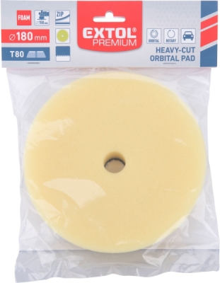 Kotouč leštící pěnový, orbitální, T80, žlutý, ⌀180x25mm, suchý zip ⌀152mm EXTOL PREMIUM