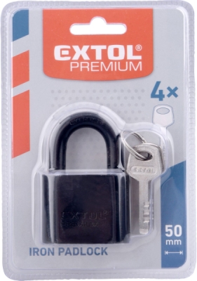 Zámek visací kovový černý, 50mm EXTOL PREMIUM