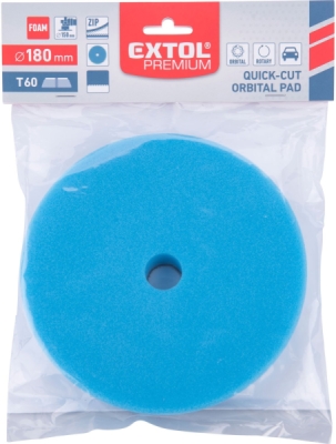 Kotouč leštící pěnový, orbitální, T60, modrý, ⌀180x25mm, suchý zip ⌀152mm EXTOL PREMIUM