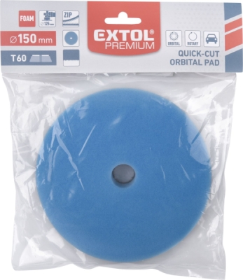 Kotouč leštící pěnový, orbitální, T60, modrý, ⌀150x25mm, suchý zip ⌀127mm EXTOL PREMIUM