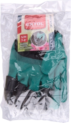 Rukavice zahradní polyesterové s latexem a drápy na pravé ruce, velikost 8" EXTOL PREMIUM