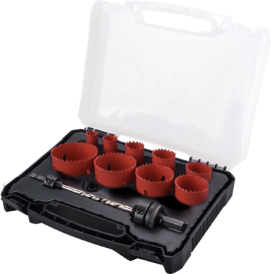Vrtáky korunkové, univerzální, 9 průměrů ⌀19-64mm, HSS/Bi-metal EXTOL PREMIUM