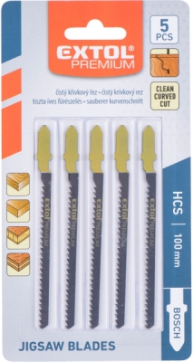 Plátky do přímočaré pily 5ks, 75x2,5mm, HCS Bosh Křivý řez EXTOL PREMIUM