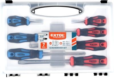 Šroubováky sada 7ks, 4x(-),3x(PH), CrV EXTOL PREMIUM