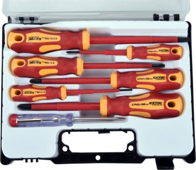Šroubováky elektrikářské se zkoušečkou, sada 7ks, 3x(-), 3x(PH), CrV EXTOL PREMIUM