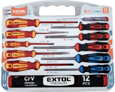 Šroubováky kombinovaná sada se zkoušečkou 11ks, CrV EXTOL PREMIUM