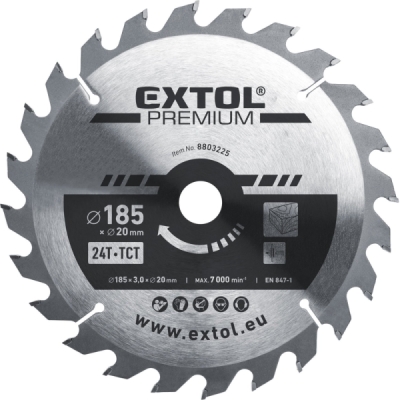 Kotouč pilový s SK plátky, ⌀185x3,0x20mm, 24T EXTOL PREMIUM