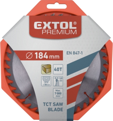 Kotouč pilový s SK plátky, ⌀184x3,0x30mm, 40T EXTOL PREMIUM