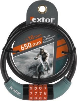 Zámok na bicykel (lanko), kódové zamykanie, 10x650mm EXTOL PREMIUM