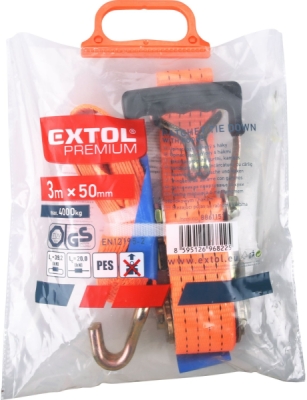 Pás upínací ráčnový s háky, 3m x 50mm, max. 4000kg EXTOL PREMIUM