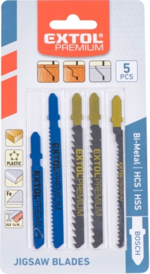 Plátky do přímočaré pily-mix, sada 5ks, Bi-metal, HSS, HCS Bosh EXTOL PREMIUM