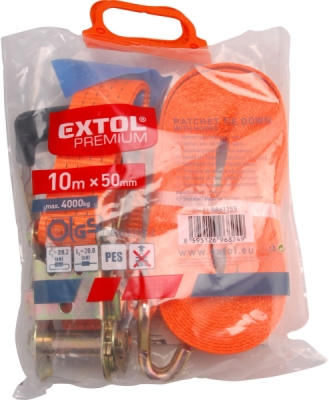 Pás upínací ráčnový s háky, 10m x 50mm, max. 4000kg EXTOL PREMIUM