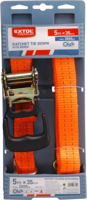 Pás upínací ráčnový s háky, 5m x 35mm, max. 2000kg EXTOL PREMIUM