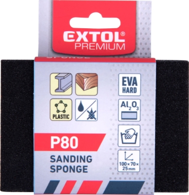 Brusná houba 100x70x25mm, P80, abrazivo-korund EXTOL PREMIUM
