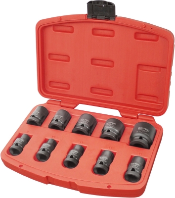Hlavice nástrčné rázové 1/2", sada 10ks, 9-27mm, CrMoV EXTOL PREMIUM