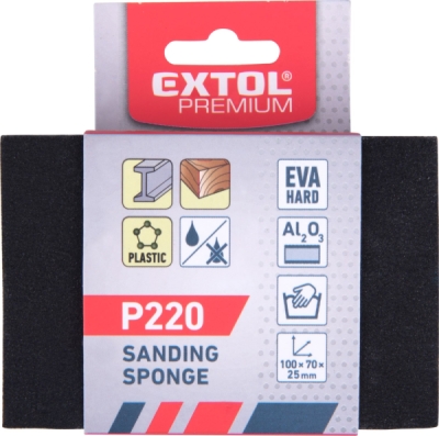 Brusná houba 100x70x25mm, P220, abrazivo-korund EXTOL PREMIUM