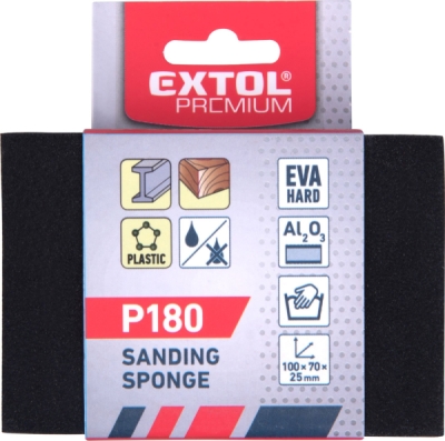 Brusná houba 100x70x25mm, P180, abrazivo-korund EXTOL PREMIUM
