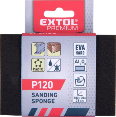 Brusná houba 100x70x25mm, P120, abrazivo-korund EXTOL PREMIUM