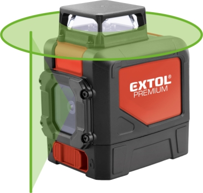Laser zelený liniový, křížový samonivelační 1H360° x 1V EXTOL PREMIUM