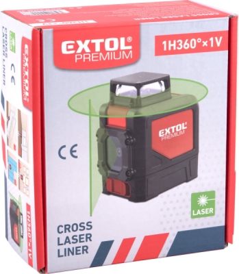 Laser zelený liniový, křížový samonivelační 1H360° x 1V EXTOL PREMIUM
