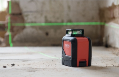 Laser zelený liniový, křížový samonivelační 1H360° x 1V EXTOL PREMIUM