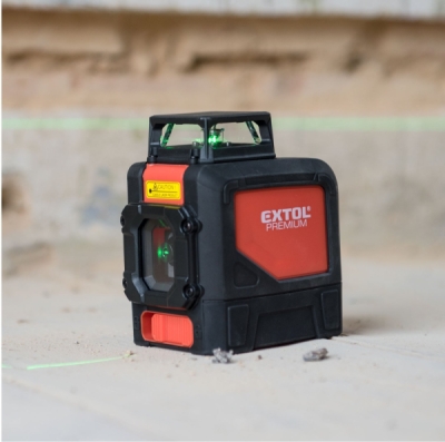 Laser zelený liniový, křížový samonivelační 1H360° x 1V EXTOL PREMIUM