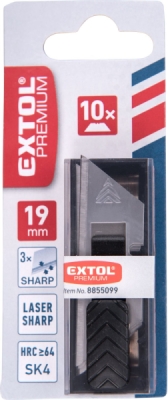 Břity do nože, 19mm, 10ks, trapezoid, SK4  EXTOL PREMIUM
