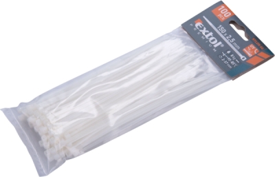 Pásky stahovací na kabely bílé, 150x2,5mm, 100ks, nylon PA66 EXTOL PREMIUM