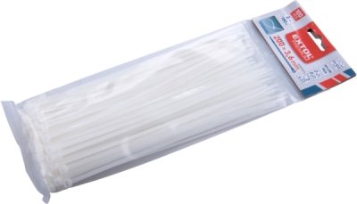 Pásky stahovací na kabely bílé, 200x3,6mm, 100ks, nylon PA66 EXTOL PREMIUM