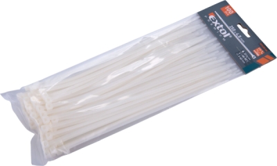 Pásky stahovací na kabely bílé, 250x4,8mm, 100ks, nylon PA66 EXTOL PREMIUM
