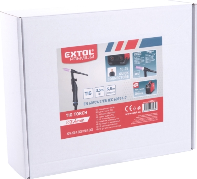 Hořák TIG, 10-25, 4m kabel, 5,5m hadice EXTOL PREMIUM